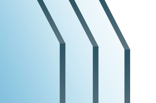 A glass window with a blue stripe on it.